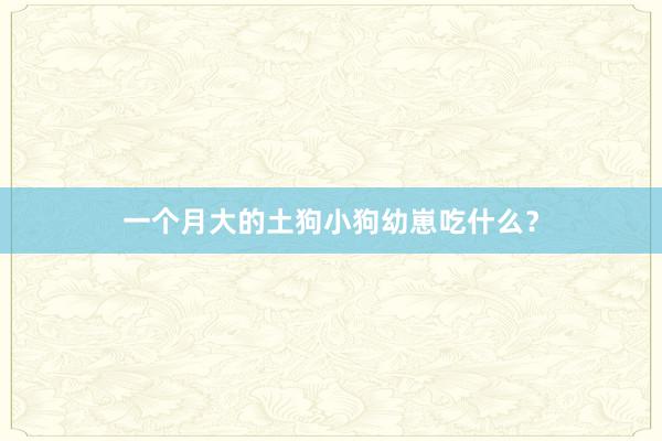 一个月大的土狗小狗幼崽吃什么？